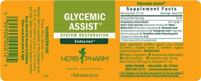 Photo of the Herb Pharm Glycemic Assist label