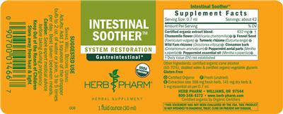Photo of the Herb Pharm Intestinal Soother label