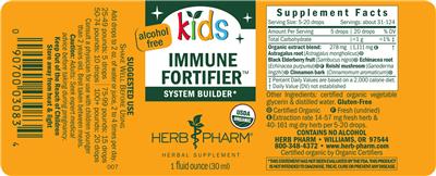Photo of the Herb Pharm Kids Immune Fortifier Alcohol Free label