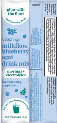 Photo of the UpSpring MilkFlow Blueberry Acai Flavor label