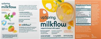 Photo of the UpSpring MilkFlow Orange Mango Flavored label