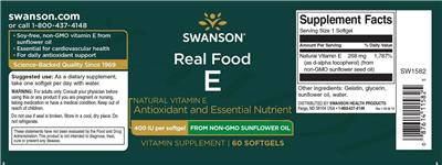 Photo of the Swanson Real Food E label