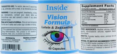 Photo of the Inside Vision Formula label