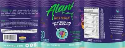 Photo of the Alani Nu Whey Protein Everything but the Cauldron label