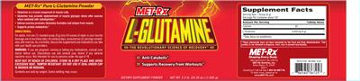 Photo of the MET-Rx L-Glutamine label