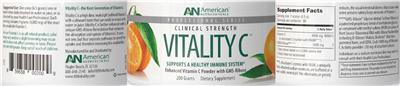 Photo of the AN American Nutriceuticals Vitality C label
