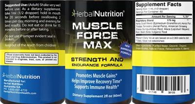 Photo of the Herbal Nutrition Muscle Force Max label