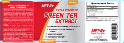 Photo of the MET-Rx Extra Strength Green Tea Extract label
