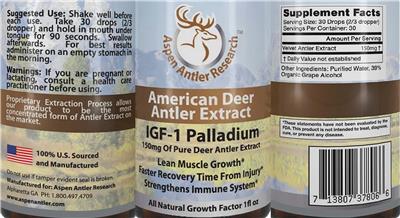 Photo of the Aspen Antler Research IGF-1 Palladium 150 mg label