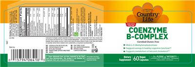 Photo of the Country Life Coenzyme B-Complex label