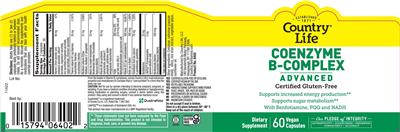 Photo of the Country Life Coenzyme B-Complex Advanced label