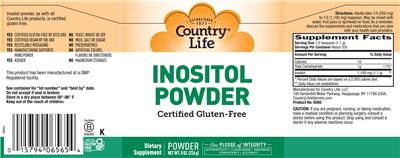 Photo of the Country Life Inositol Powder label