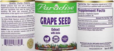 Photo of the Paradise Grape Seed Extract with Amla label