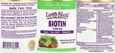 Label of Biotin 10,000 mcg