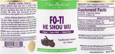 Photo of the Paradise Fo-Ti He Sho Wu label