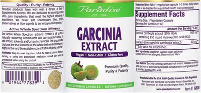 Photo of the Paradise Garcinia Extract label