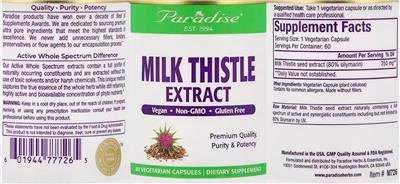 Photo of the Paradise Milk Thistle Extract label