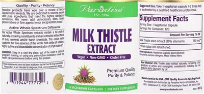 Photo of the Paradise Milk Thistle Extract label