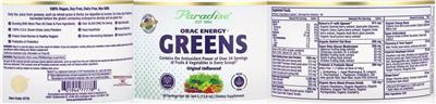Label of ORAC Energy Greens