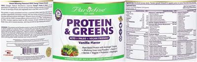 Label of Protein & Greens Vanilla Flavor
