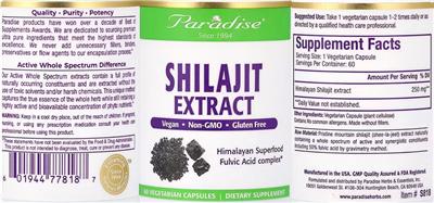 Photo of the Paradise Shilajit Extract label