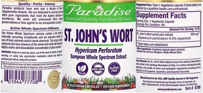 Photo of the Paradise St. John's Wort label