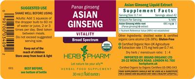 Photo of the Herb Pharm Asian Ginseng label