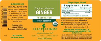 Photo of the Herb Pharm Ginger label