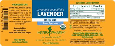 Photo of the Herb Pharm Lavender label