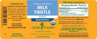 Photo of the Herb Pharm Milk Thistle label