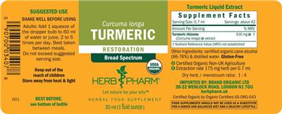 Photo of the Herb Pharm Turmeric label
