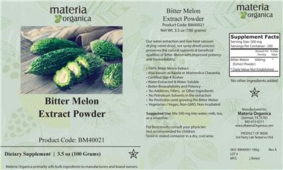 Photo of the Materia Organica Bitter Melon Extract Powder label