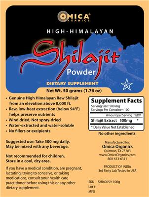 Photo of the Omica Organics High-Himalayan Shilajit Powder label