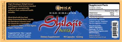 Photo of the Omica Organics High-Himalayan Shilajit Amla 622 mg label
