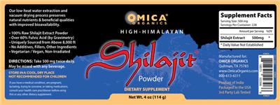Photo of the Omica Organics High-Himalayan Shilajit Powder label