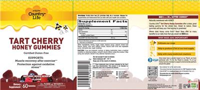 Photo of the Country Life Tart Cherry Honey Gummies Natural Mixed Berry Flavor label