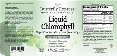 Photo of the Butterfly Express Liquid Chlorophyll Natural Mint Flavor label