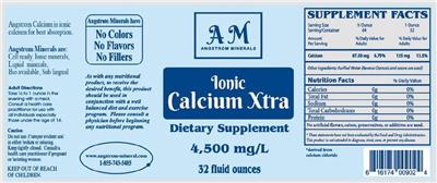Photo of the AM Angstrom Minerals Ionic Calcium Xtra label
