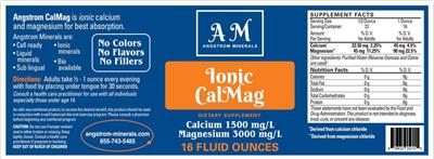 Photo of the AM Angstrom Minerals Ionic CalMag label