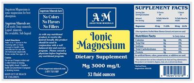 Photo of the AM Angstrom Minerals Ionic Magnesium label