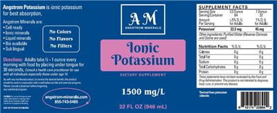 Photo of the AM Angstrom Minerals Ionic Potassium label