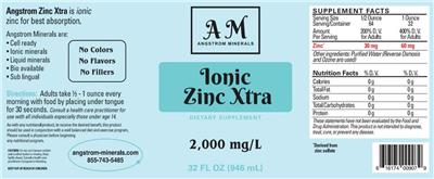 Photo of the AM Angstrom Minerals Ionic Zinc Xtra label