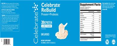 Label of Celebrate ReBuild Unflavored