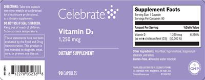 Photo of the Celebrate Vitamin D3 1,250 mcg label