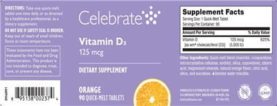 Photo of the Celebrate Vitamin D3 125 mcg Orange label