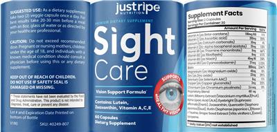 Photo of the Just Ripe Nutrition Sight Care label