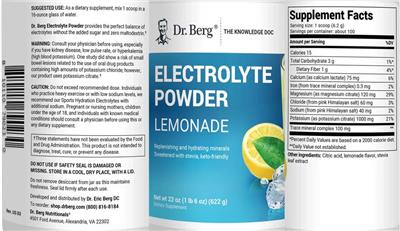 Photo of the Dr. Berg Electrolyte Powder Lemonade label