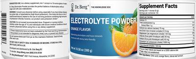 Photo of the Dr. Berg Electrolyte Powder Orange Flavor label