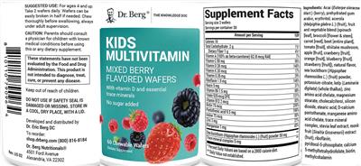 Photo of the Dr. Berg Kids Multivitamin Mixed Berry Flavored label