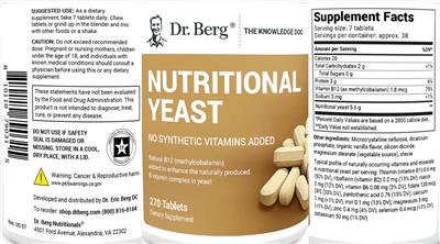 Photo of the Dr. Berg Nutritional Yeast label